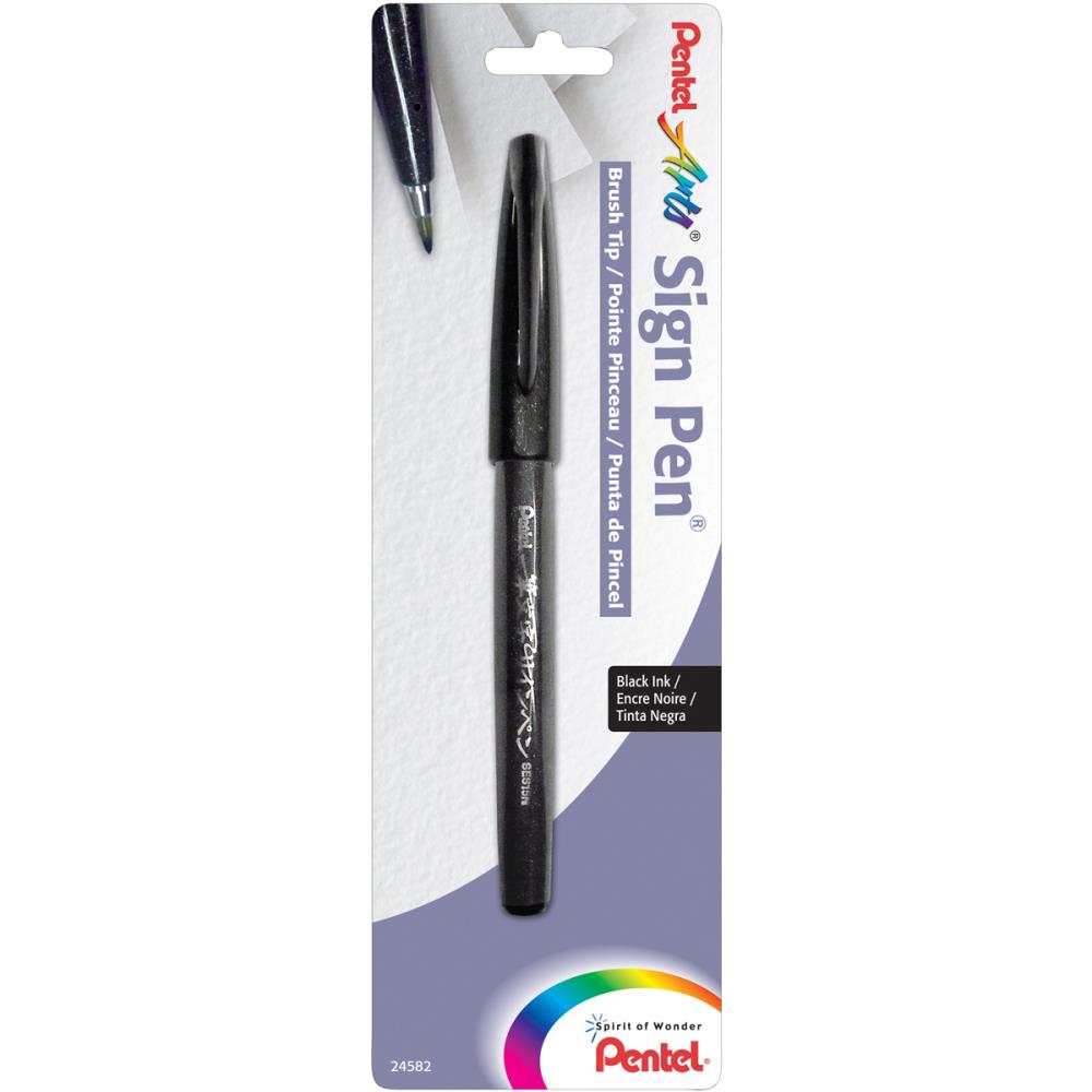 טוש שחור - Pentel Arts Sign Pen With Brush Tip - Black