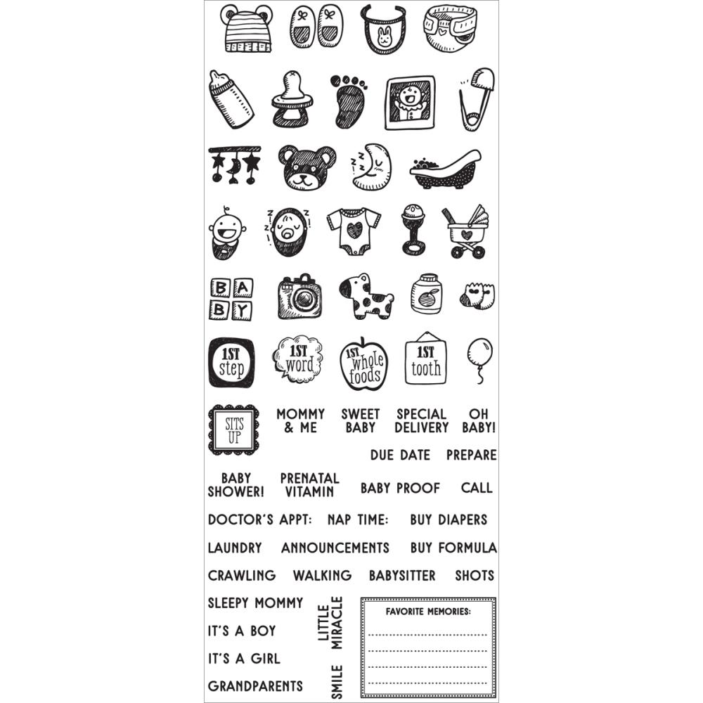סט חותמות סיליקון - Clear Stamps - Baby Mini Icons &amp; Words