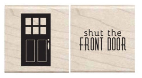זוג חותמות עץ קטנות - Shut the Front Door