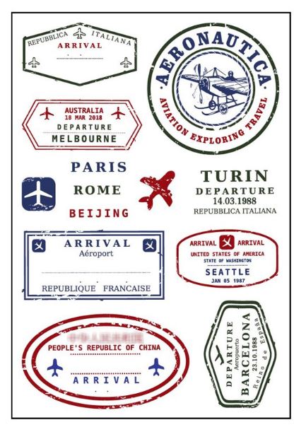 סט חותמות סיליקון- Flight stamps