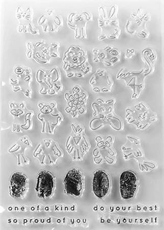 סט חותמות סיליקון - Fingerprint animals
