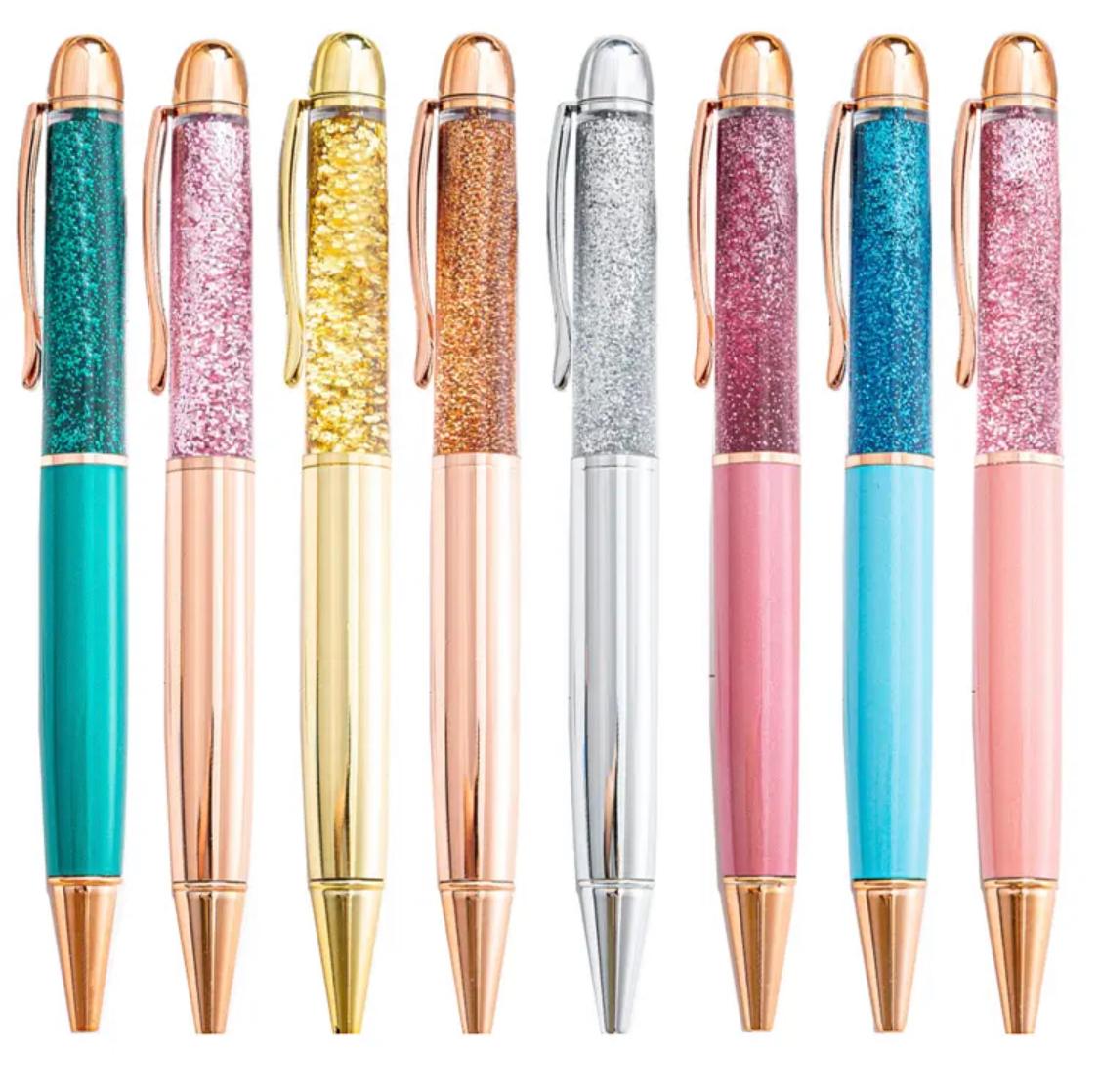 עט כדורי עם נצנצים במגוון צבעים