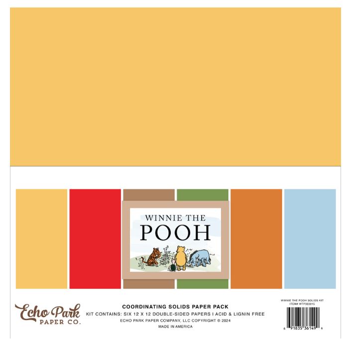מארז דפי קארדסטוק 12&quot; - Winnie The Pooh Solids Kit
