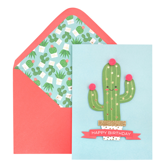 כרטיס ברכה ומעטפה Birthday - Cactus
