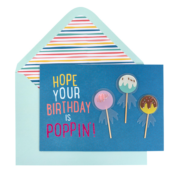 כרטיס ברכה ומעטפה Birthday - Cake Pops
