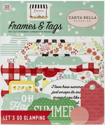 מארז חיתוכי קארדסטוק - Summer Market Cardstock Ephemera - Frames &amp; Tags