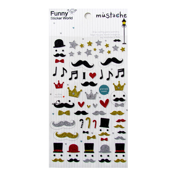 מדבקות נצנצים Funny Sticker -Mustache