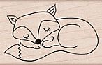 Sleeping Fox Wood Mounted Stamp