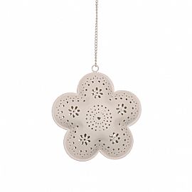 Hanging Daisy Flower Tealight Holder - Cream