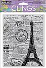 Newspaper Eiffel Tower Cling Stamp Set