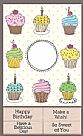 Cupcake Cards With Messages Wood Mounted Stamp &amp; Cards Set
