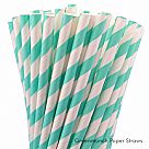 Paper Straws - Robin Egg Blue Stripes