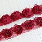 Small Organza Roses Ribbon - Red