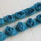 Small Organza Roses Ribbon - Turquoise