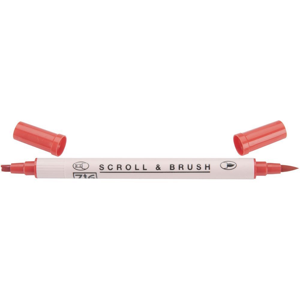 Zig Scroll &amp; Brush Marker - Pure Red 020