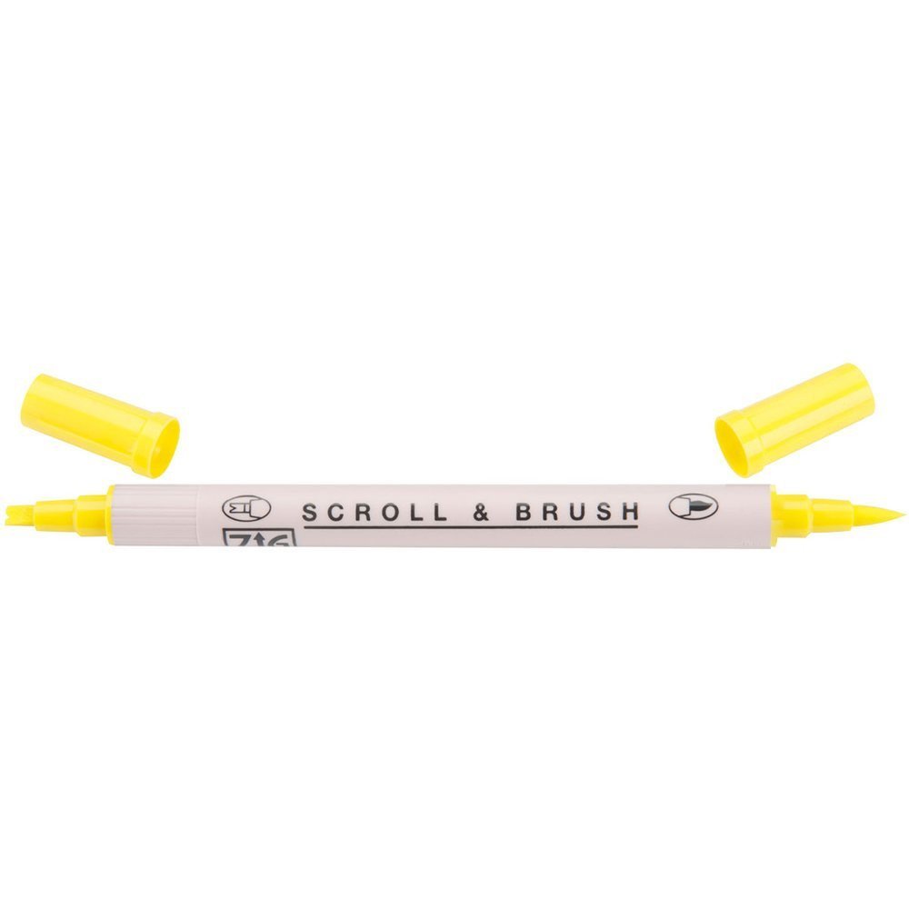 Zig Scroll &amp; Brush Marker - Pure Yellow 050