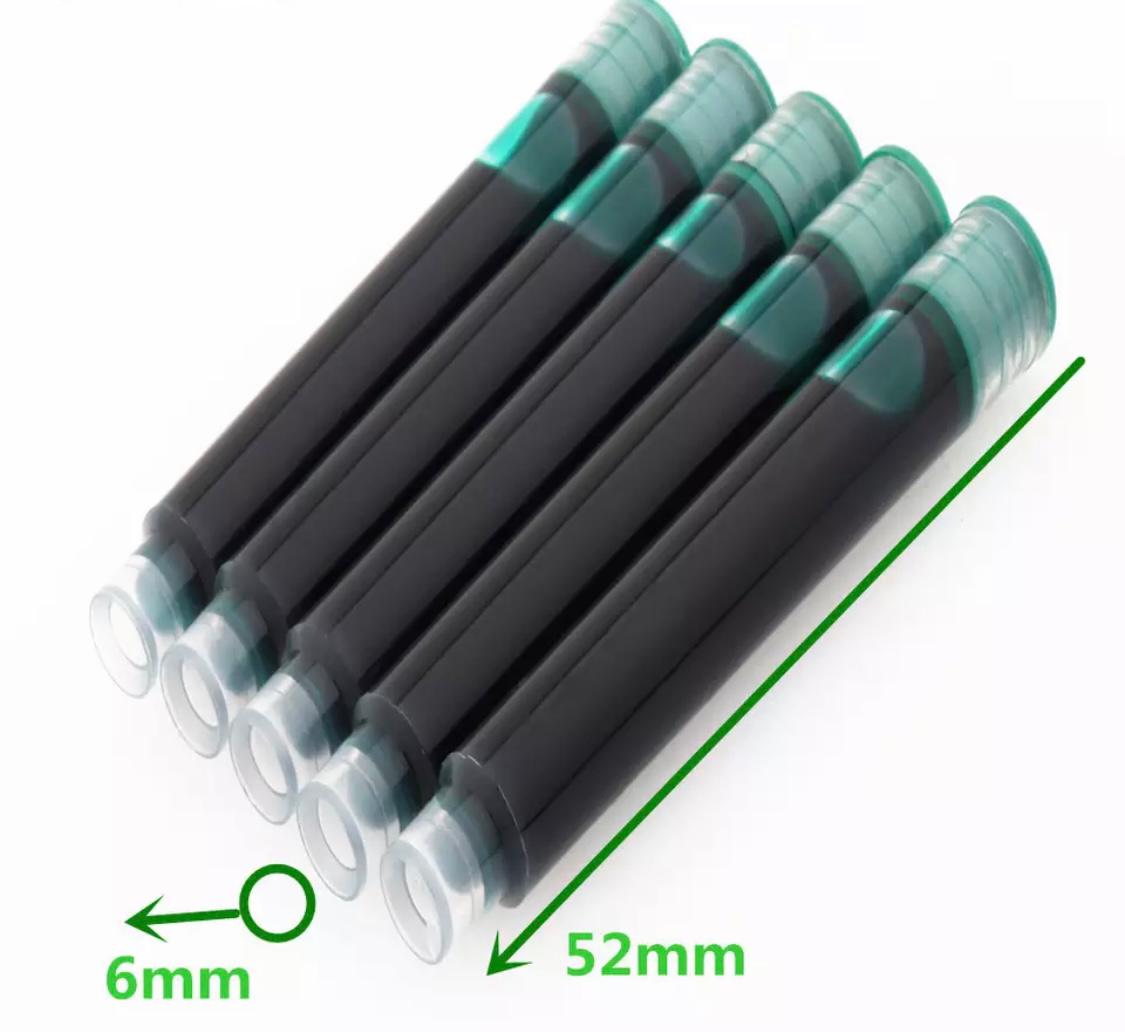2 מיכלי דיו ירוק למילוי עט נובע 6 מ"מ
