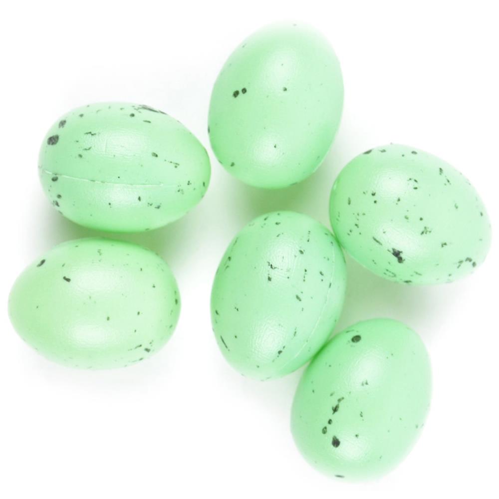 מיניאטורה Plastic Bird Eggs - Green W/Blue Speckles
