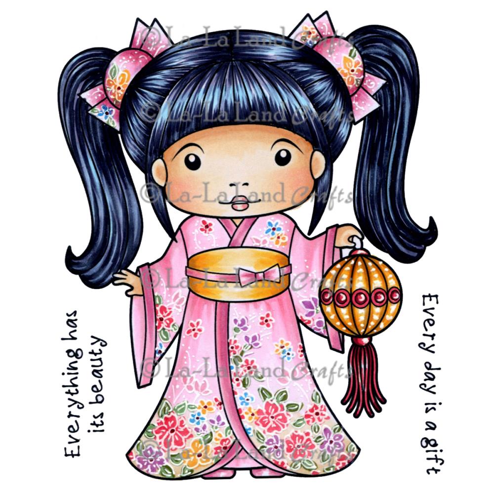 La-La Land Cling Stamps - Kimono Marci W/Lantern