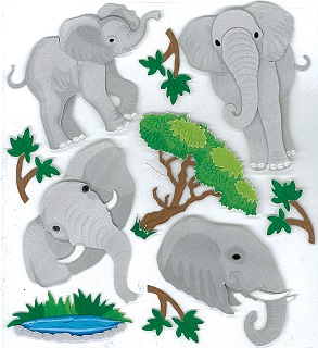 מדבקות תלת ממד - Dimensional Stickers - Elephants