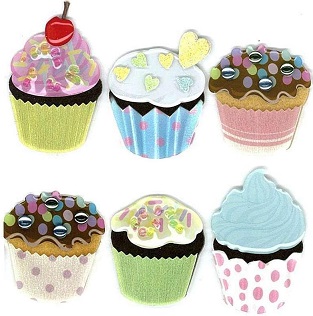 מדבקות וולום תלת ממד - Dimensional Stickers Vellum - Cupcakes