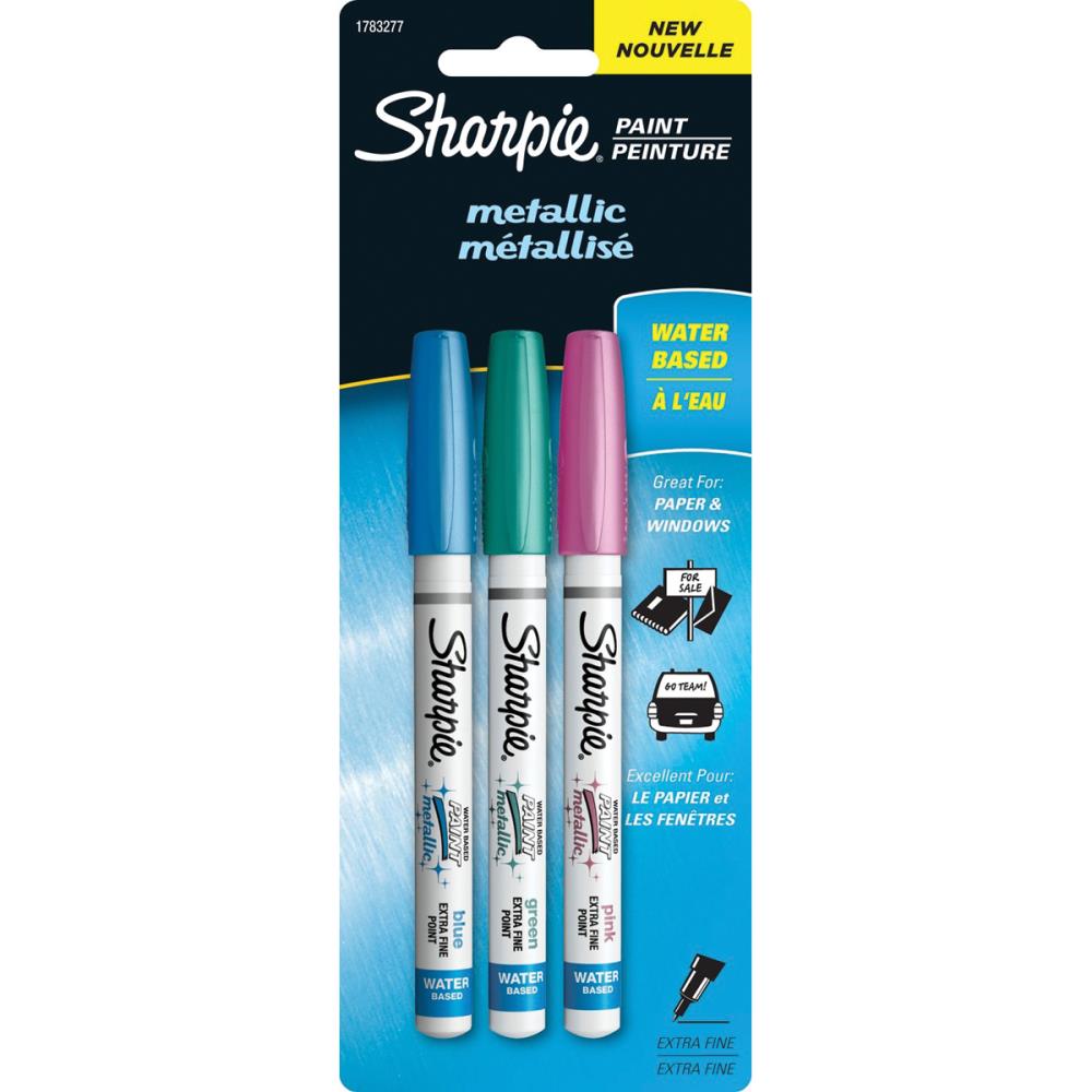 סט של 3 טושים מטאליים Sharpie Extra Fine Metallic Paint Pens