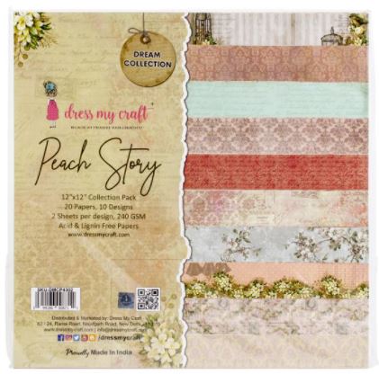 מארז קארדסטוק 12&quot; Dress My Craft Single-Sided Paper Pad - Peach Story