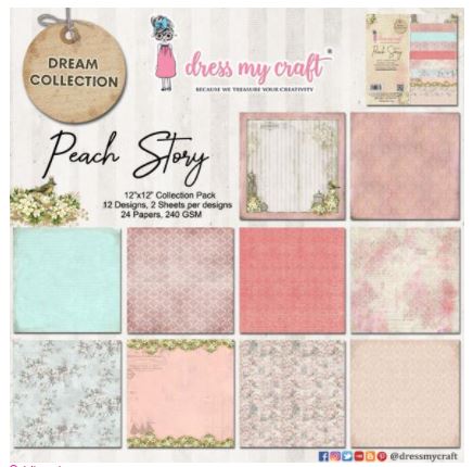 מארז קארדסטוק 12" Dress My Craft Single-Sided Paper Pad - Peach Story