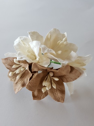פרחי נייר - ליליות - חום לבן