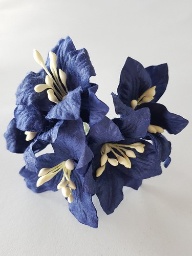 פרחי נייר - ליליות - כחול כהה