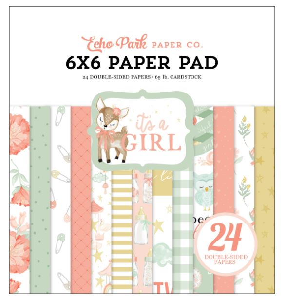 מארז קארדסטוק 6&quot; - IT&#39;S A GIRL 6X6 Paper Pad