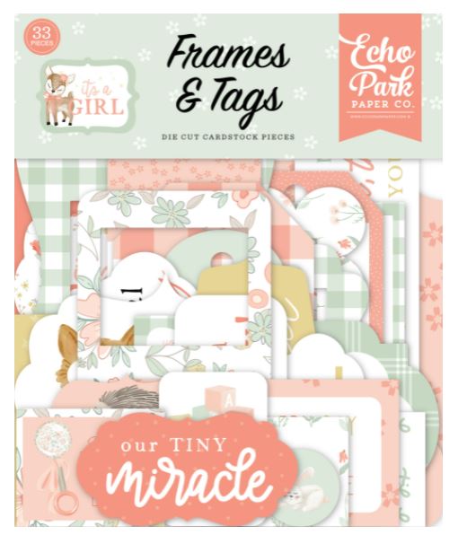 מארז חיתוכי קארדסטוק - IT&#39;S A GIRL Frames &amp; Tags