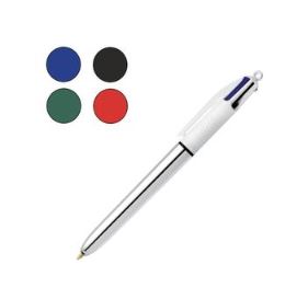 עט 4 צבעים - כיסוי כסוף