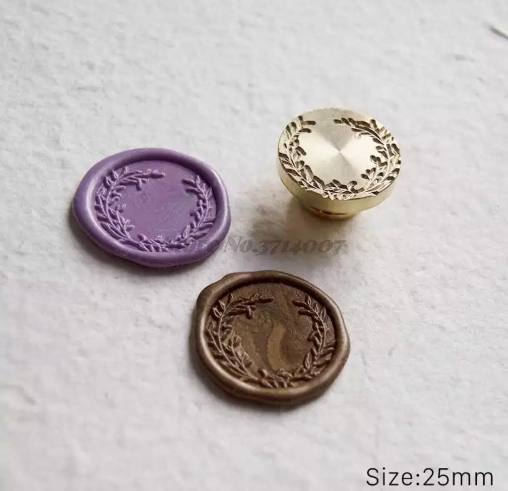 חותם שעווה עם ידית - זר עלים