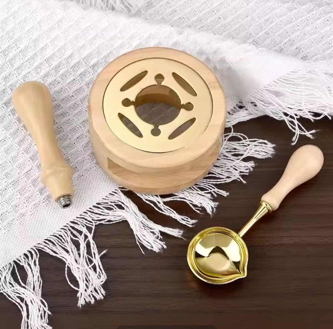 סט תואם לחימום שעווה לחותם- צבע עץ בהיר