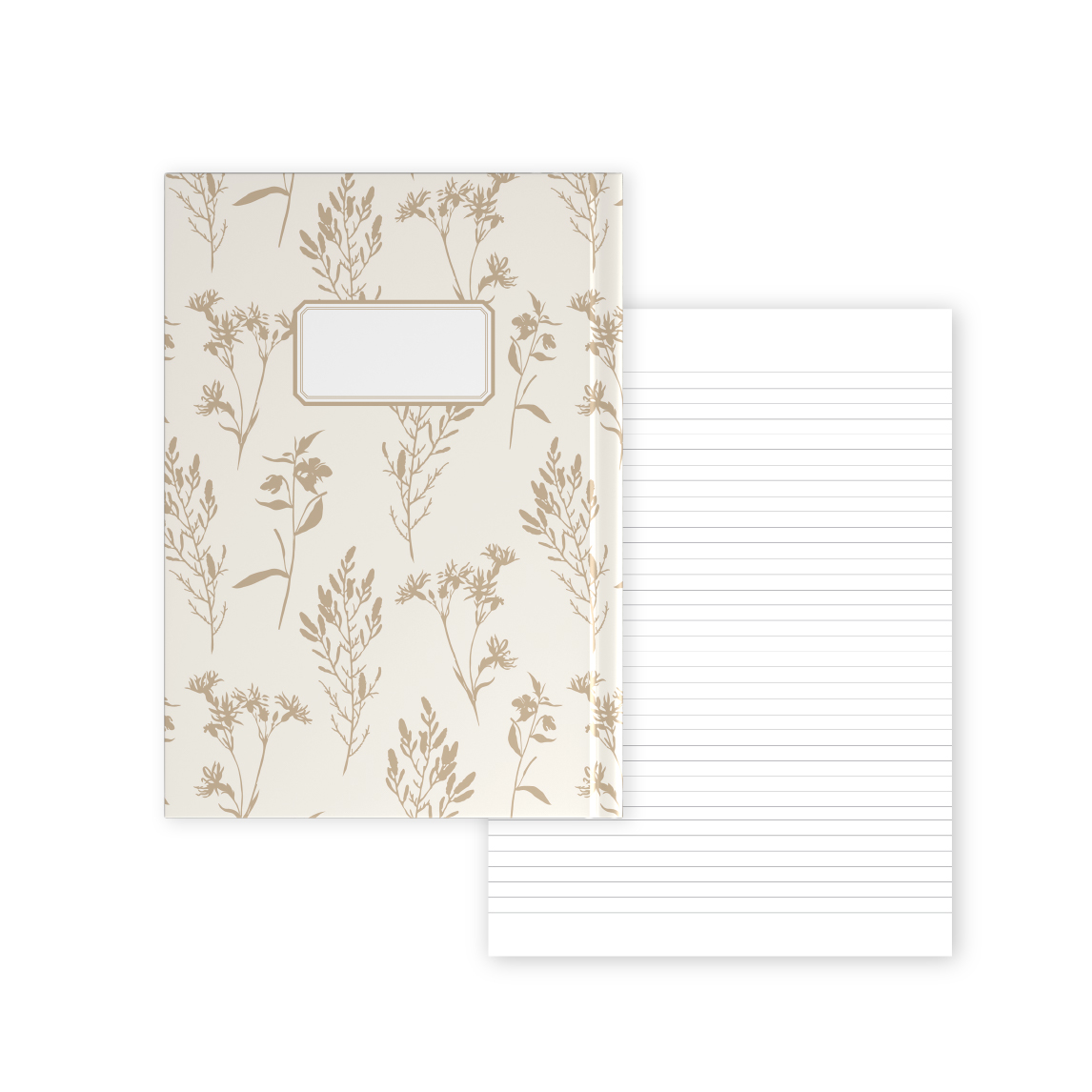 מחברת A4 כריכה קשה - פרחי בר רקע לבן - דפי שורה