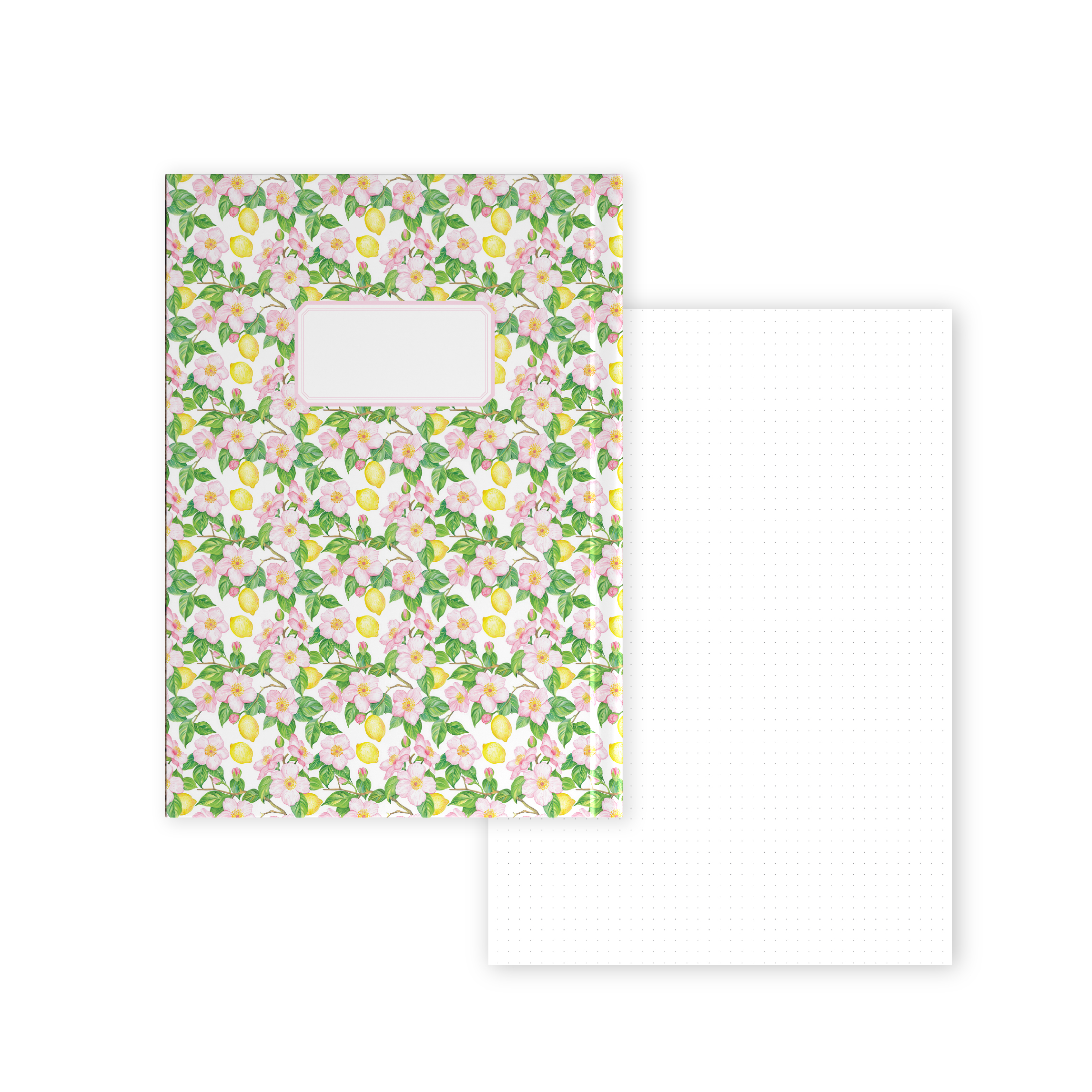 מחברת A4 כריכה קשה - לימונים בפריחה - דפים מנוקדים