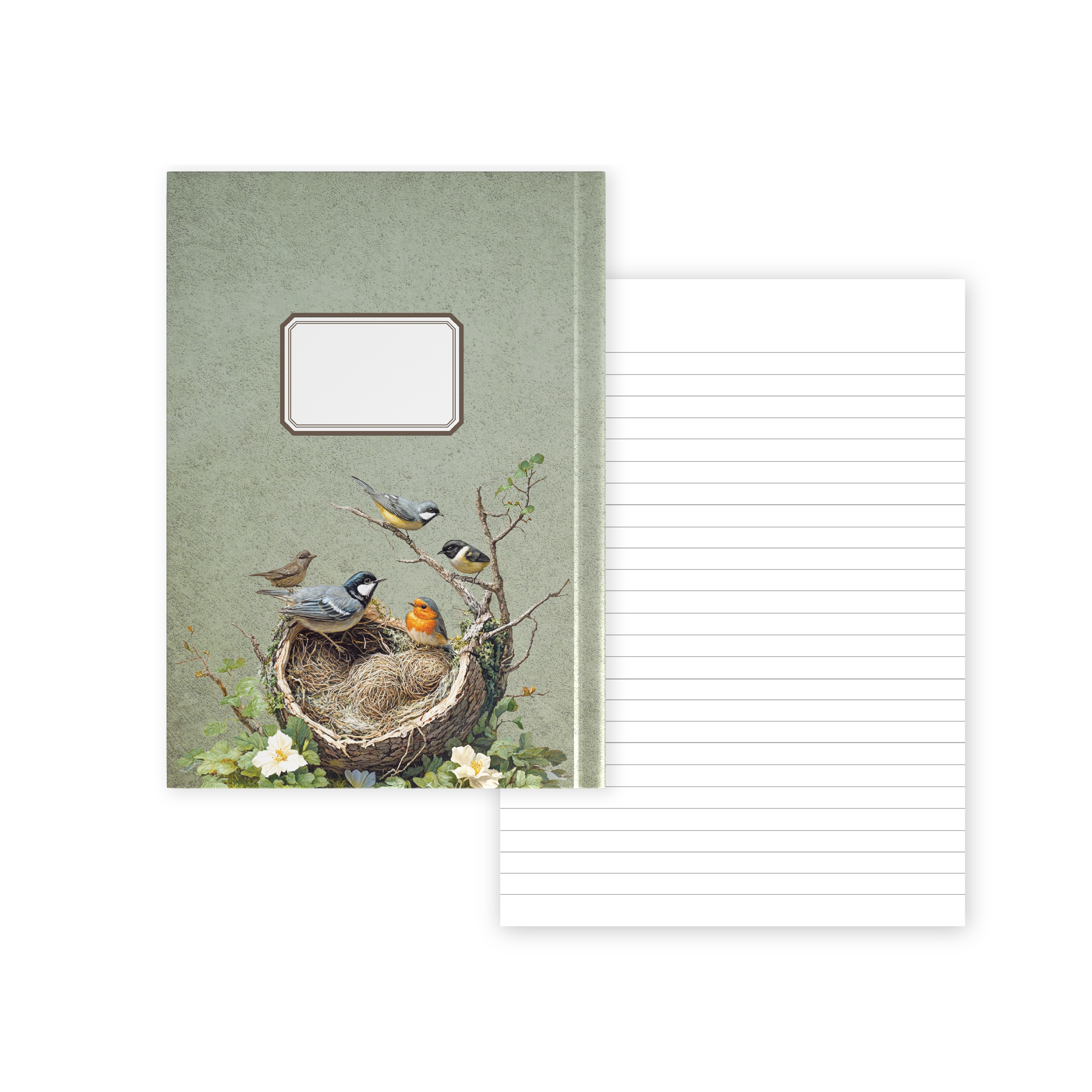 מחברת A5 כריכה קשה - קן ציפורים - דפי שורה