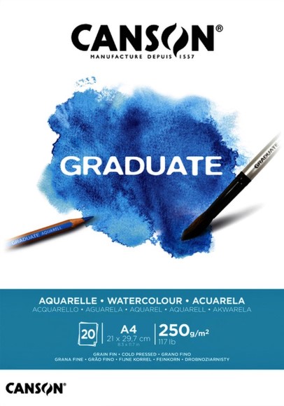 בלוק נייר לצבעי מים Canson Graduate - A4