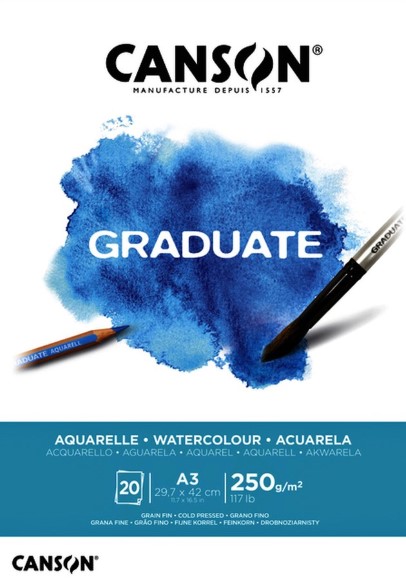 בלוק נייר לצבעי מים Canson Graduate - A3