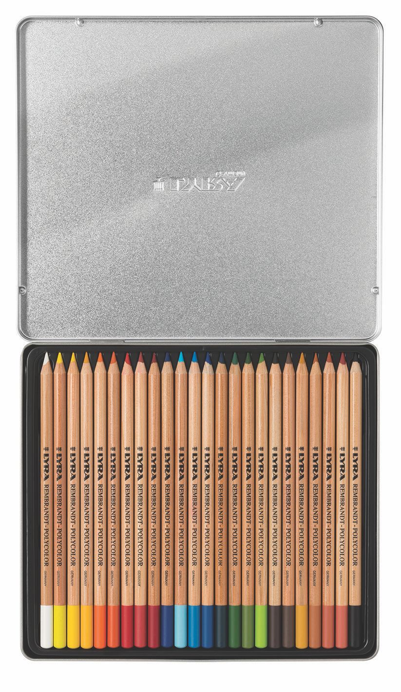 סט 24 צבעי עפרון פוליקולור LYRA בקופסאת פח