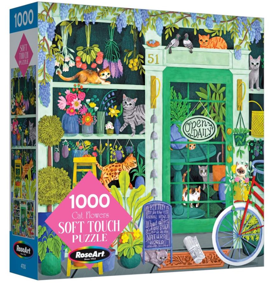 פאזל - RoseArt Soft Touch Jigsaw Puzzle 1000 Pieces - Cat Flowers