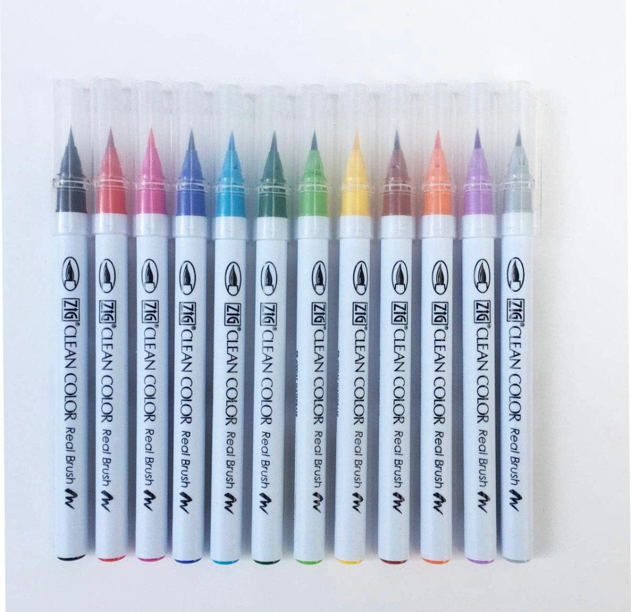 Zig Real brush set סט 12 טושים עם ראש מכחול