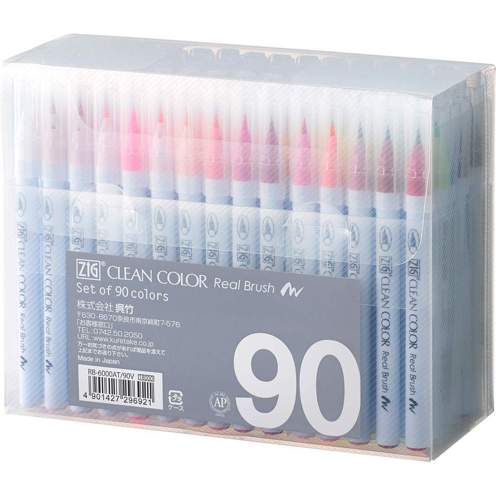 Zig Real brush set סט 90 טושים עם ראש מכחול