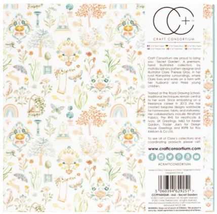 מארז קארדסטוק 6" - Craft Consortium Double-Sided Paper Pad - Secret Garden