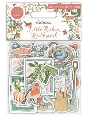 חיתוכי צ&#39;יפבורד - Chipboard Ephemera 34/Pkg - Little Robin Redbreast