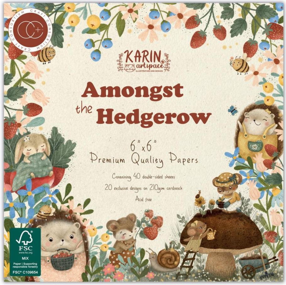 מארז דפי קארדסטוק 6&quot; - Craft Consortium Double-Sided Paper Pad - Amongst The Hedgero