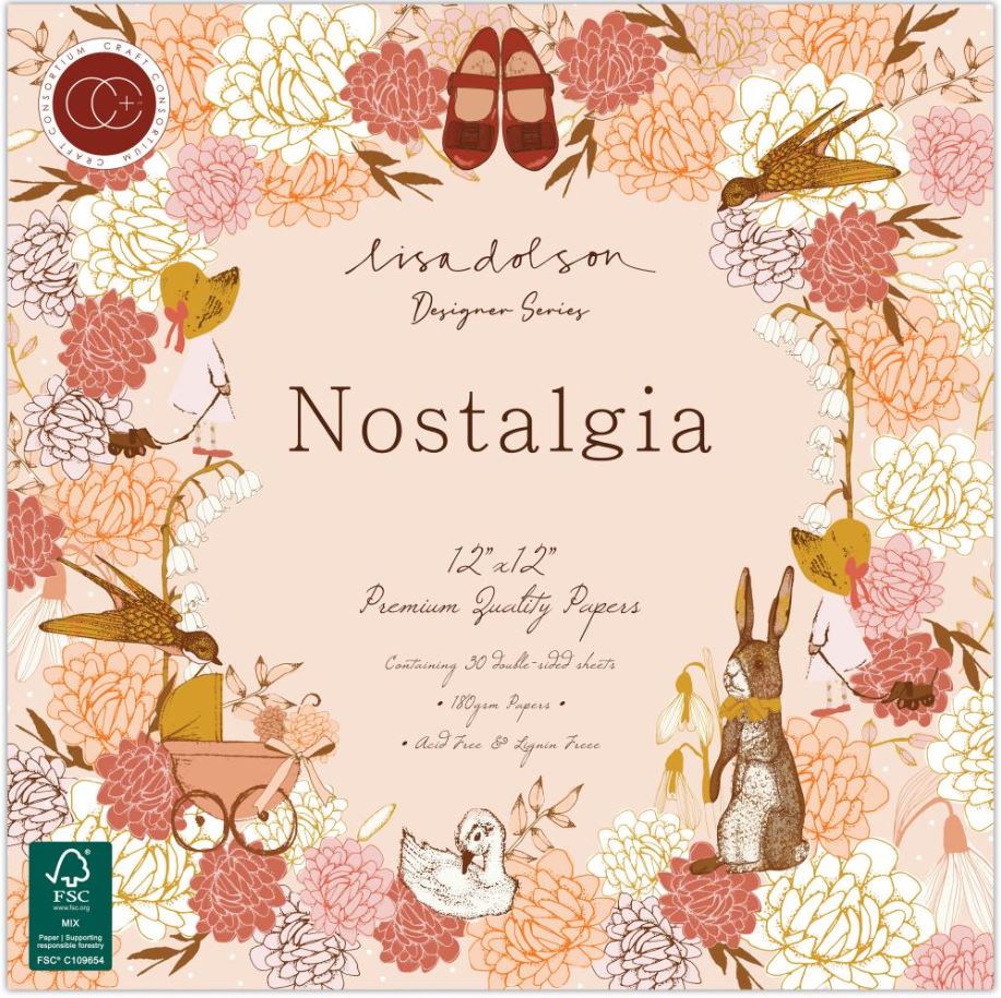 מארז דפי קארדסטוק 12&quot; - Craft Consortium Double-Sided Paper Pad - Nostalgia