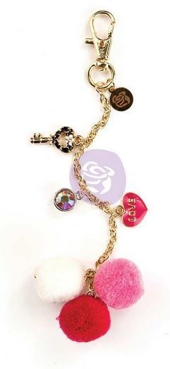 My Prima Planner Embellishments - Raspberry Kisses Pom Pom Key Chain