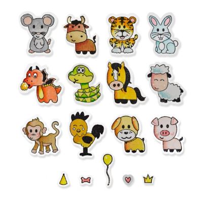 סט תבניות חיתוך וחותמות - Framelits Die Set+Stamps - Zodiac Animals